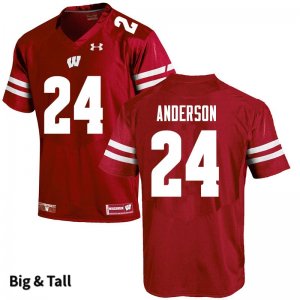 Men's Wisconsin Badgers NCAA #24 Haakon Anderson Red Authentic Under Armour Big & Tall Stitched College Football Jersey HZ31B50PU